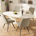 Modern Dining Chairs Set of 4,Upholstered Dining Room Chairs with Thick Cushions,Fabric Comfy Dining Chairs with Metal Legs for Dining Room Khaki