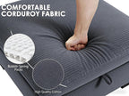 asunflower Matching Large Storage Ottoman for Sectional Sofa, Oversized Foldable Footrest Stool with Lid, Dark Grey Corduroy Bench - 37.4" Extra Wide
