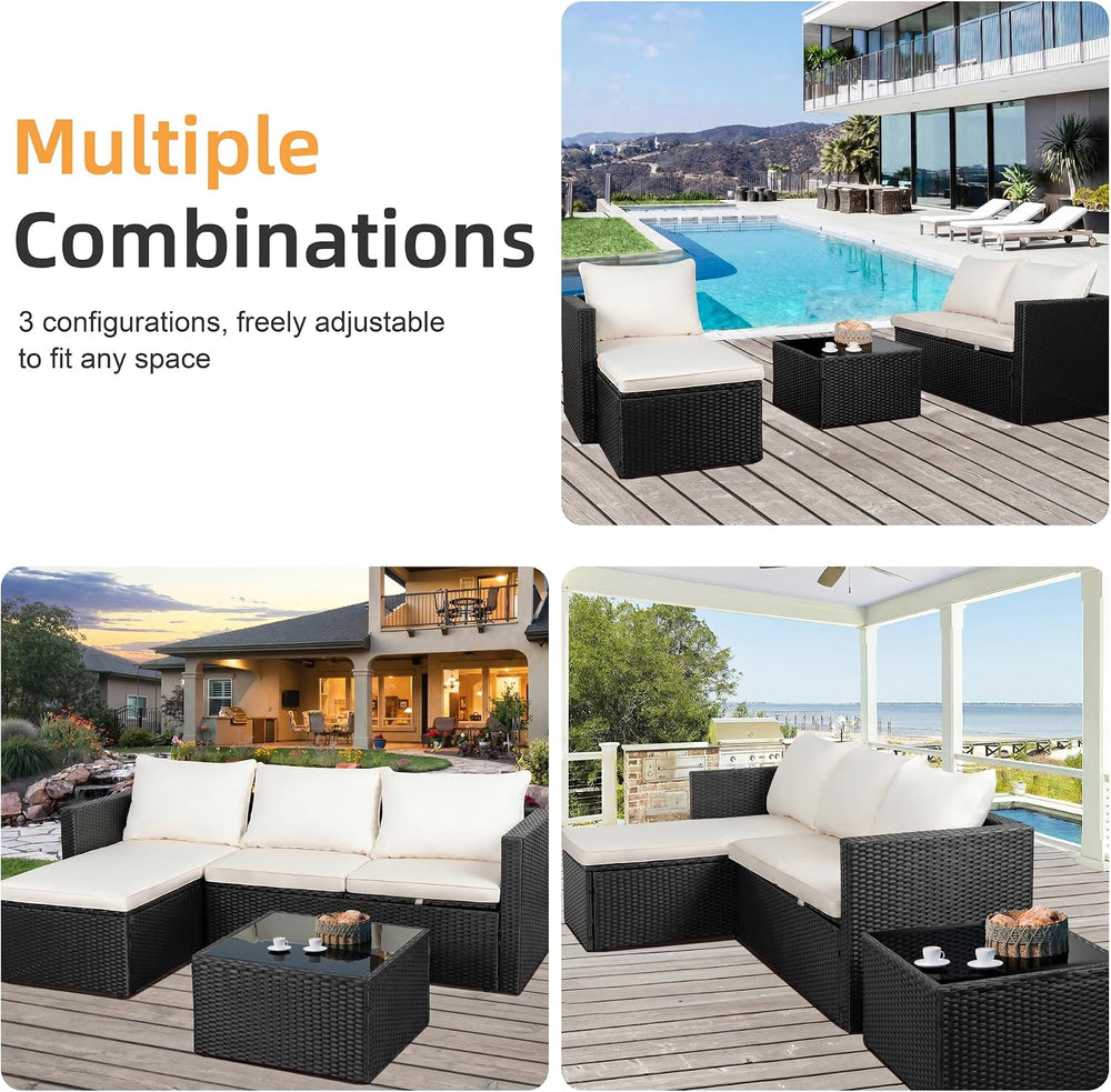 Shintenchi Outdoor Sectional Patio Furniture Set 4-Piece, All-Weather PE Ratt...