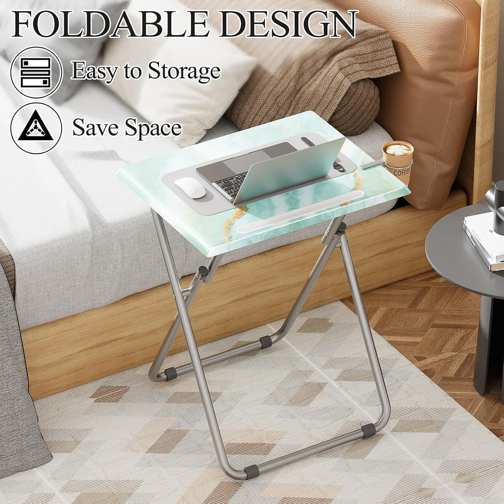 TV Trays Table Set of 2 Portable Folding TV Tray Table TV Dinner Tray with St...