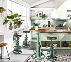 Topower Industrial Bar Table 38.58-48.43" Adjustable Pub Table Kitchen Dining Coffee Bistro Table Antique Green