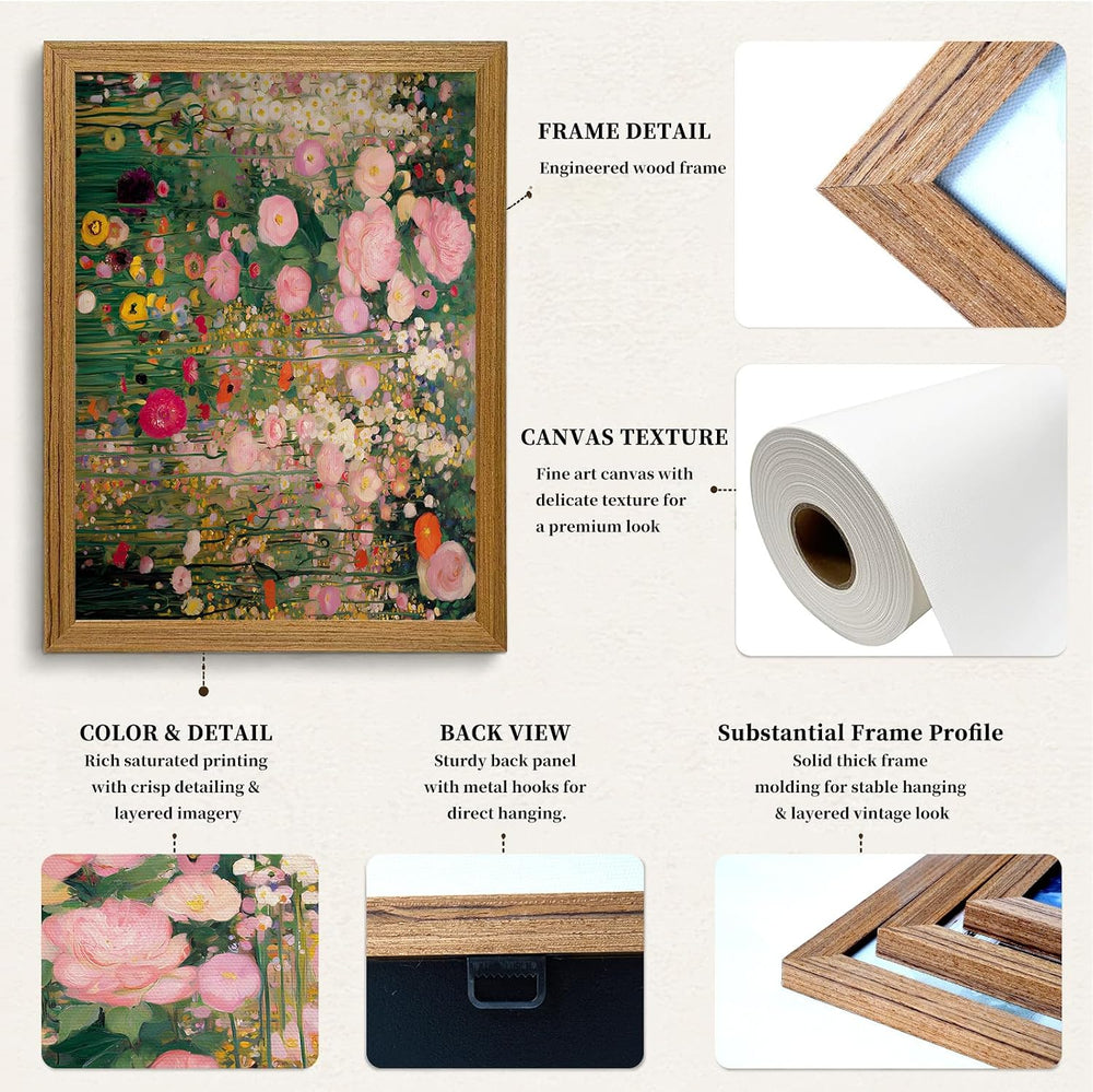 Floral Wall Art Wildflower Meadow Picture Wall Decor Gustav Klimt Print