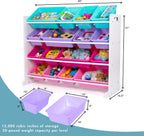 Humble Crew Supersized Toy Storage Organizer with 16 Removable Bins, White/Blue/Pink/Purple – Large Toy Storage for Toddlers Ideal for Kids' Rooms, Playrooms, and Nurseries - Modern Toy Bins for Kids