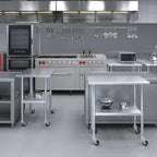 AmGood 24" x 36" Stainless Steel Work Table with Casters | Heavy Duty Metal Utility Table On Wheels | Kitchen Island Cart