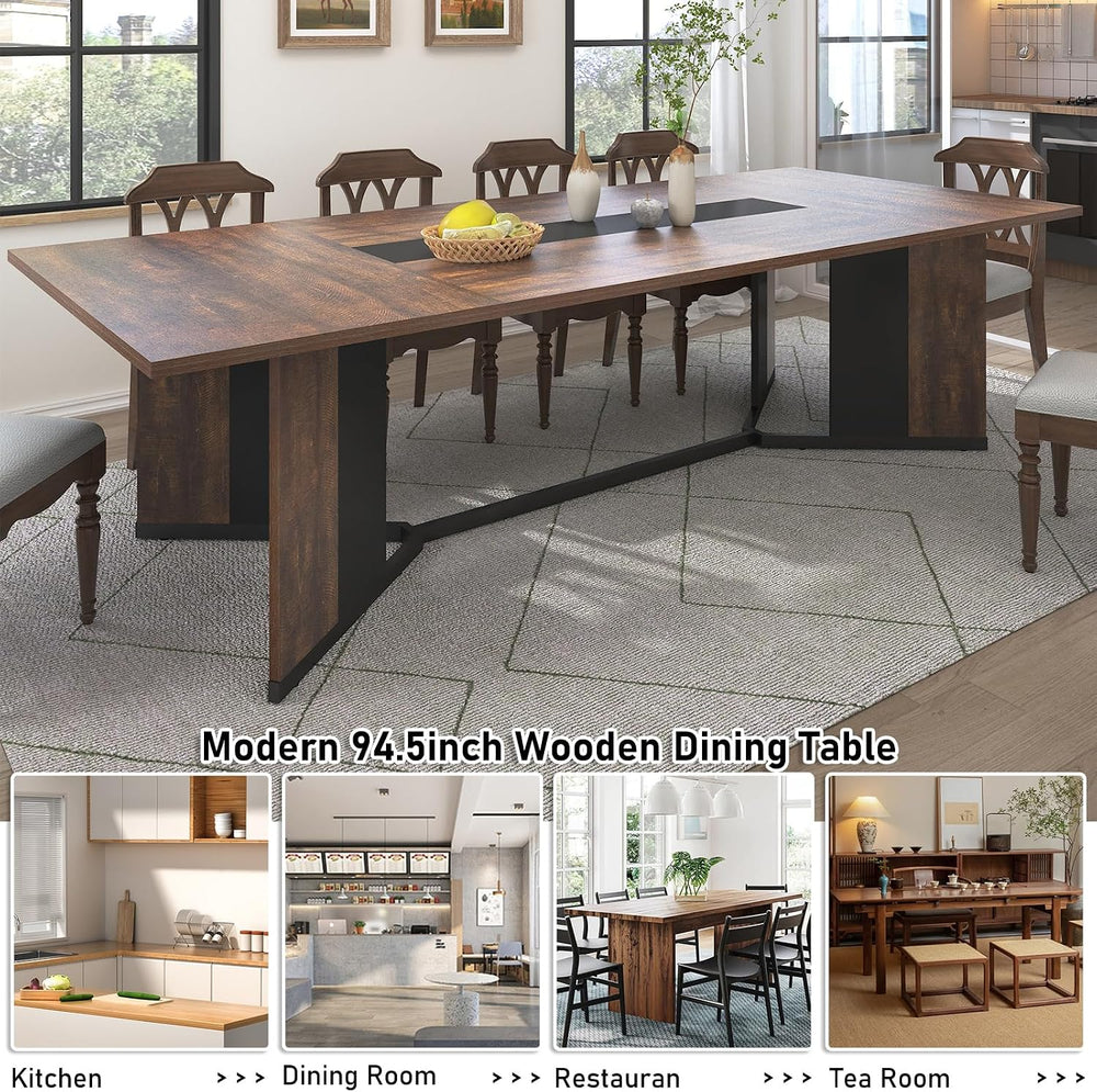 Hlivelood 94Inch Large Dining Table for 8 10 People,Wooden Rectangular Kitche...