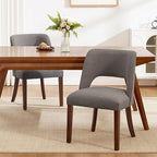 Dining Chairs Set of 2,Modern Dining Room Chairs with Thick Cushions,Upholstered Linen Fabric Kitchen Chairs for Kitchen Dining Room Brown