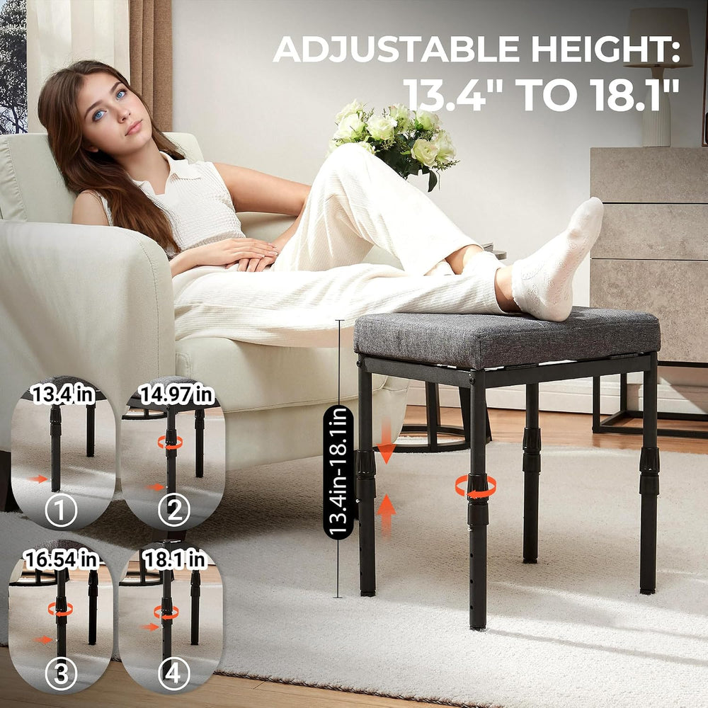 TIOPGHAD Adjustable Ottoman Pouf Footrest, 60 Degree Tilt, Carbon Gray | 4-He...
