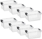 Superio Storage Bins with Lids- 8 Pack, 1.85 Qt Clear Boxes for Organizing, Stackable Plastic Containers- BPA Free, Non-Toxic, Odor Free, Organizer for Home, Office, Dorm