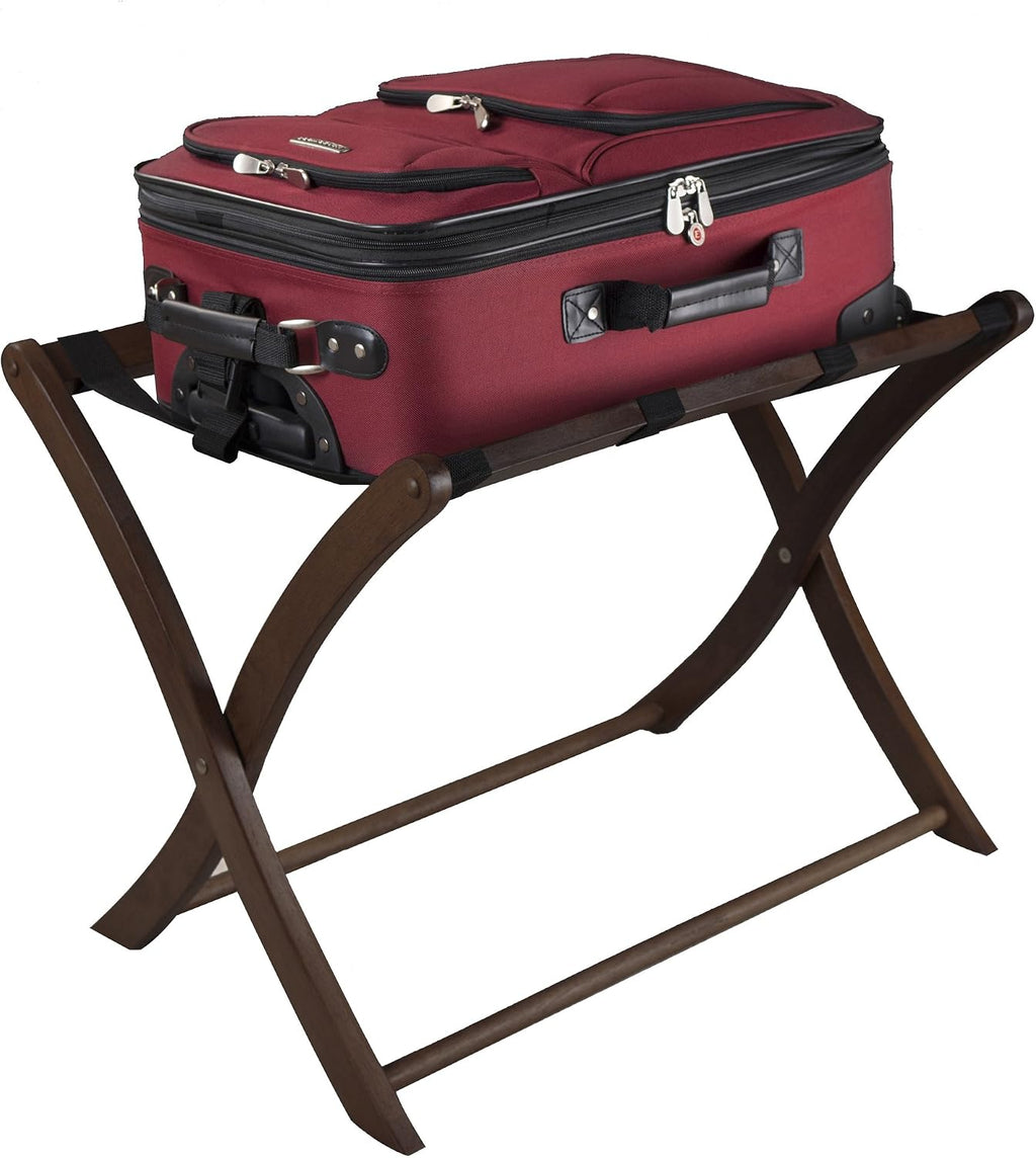 Winsome Scarlett Luggage Rack in Walnut, Sturdy Folding Suitcase and Bag Stand for Guest Room, Bedroom, Must Have Foldable Storage Essential for Guests, Small Businesses, Home