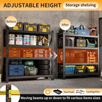78.7"H Storage Garage Shelving Unit, 4000LBS Heavy Duty Metal Shelves Organization, Adjustable 4 Tier Utility Storage Shelf Rack for Industrial, Basement, Warehouse (Black, 23.6"D×47.2"W×78.7"H)