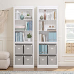 Spirich 5 Tier White Bookshelf, Tall Bookshelf with Storage, Open Wooden Book Shelf, Modern Large Bookcase for Living Room, Home Office, Dinning Room