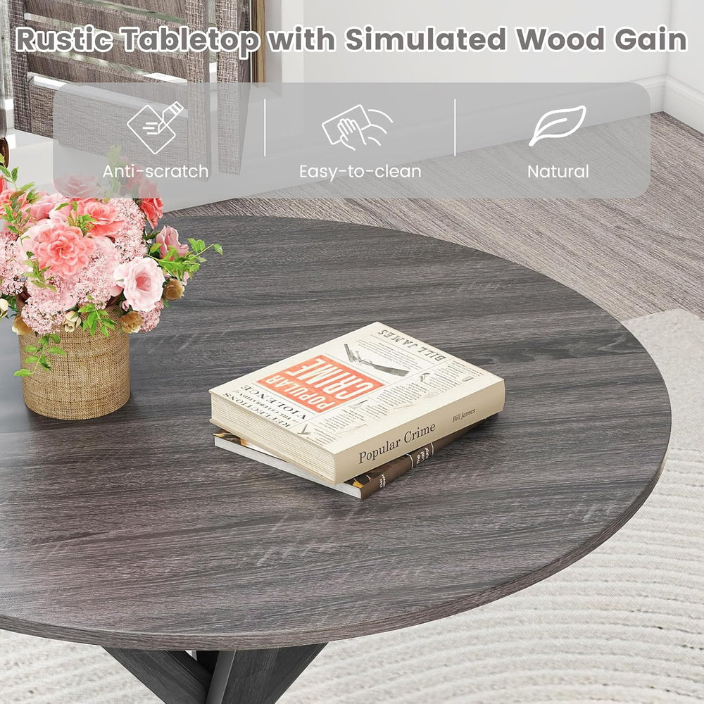 GOFLAME 36” Round Dining Table for 4 People, Wooden Kitchen Table with Inters...