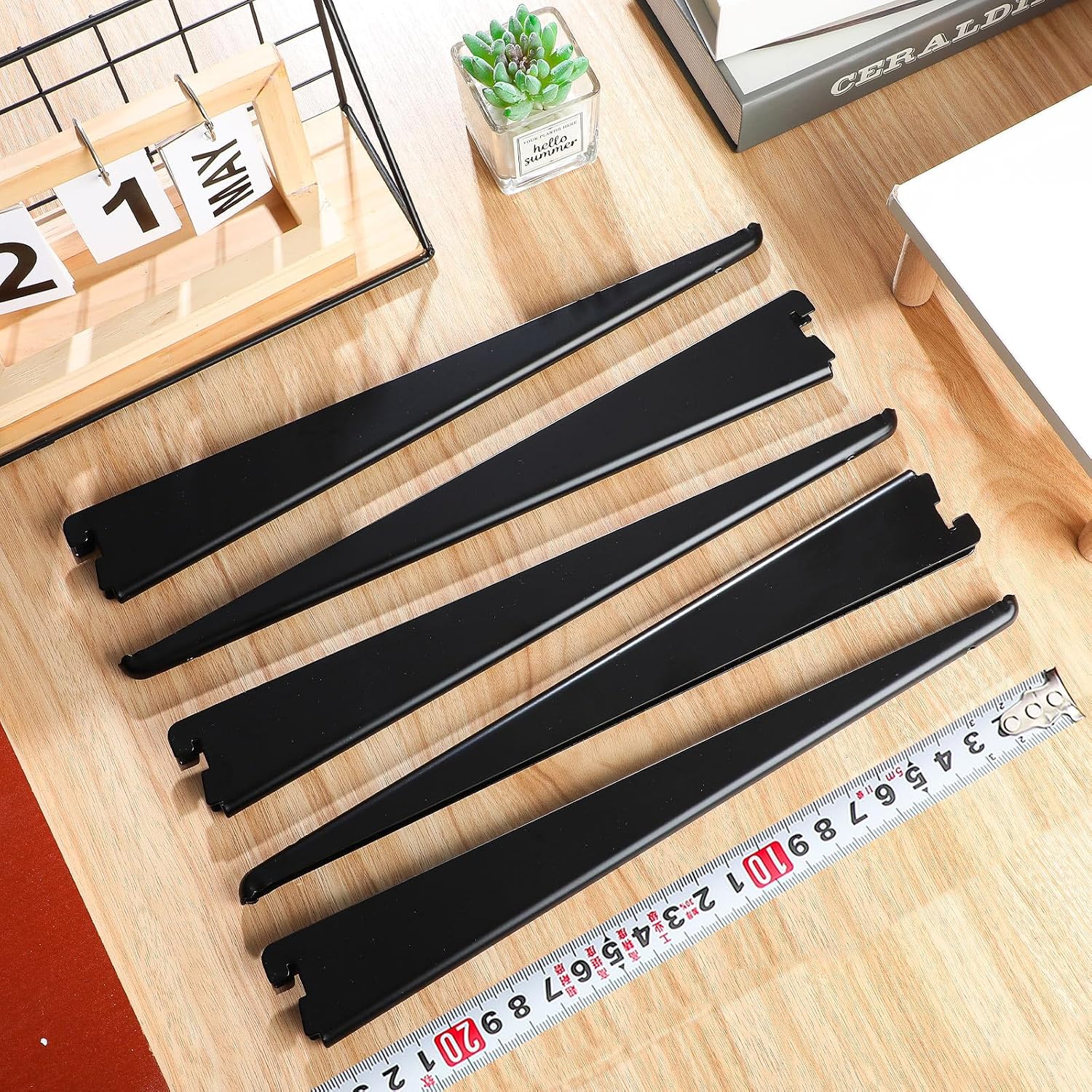 CroBlissful 20 Pcs Adjustable Shelf Brackets for Double Track System Closet Organization Heavy Duty Wire Shelf Brackets (Black,9 Inch)