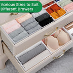 Criusia 16 Pack Underwear Drawer Organizer, Drawer Organizer Clothes, Foldable Cloth Storage Box Closet Dresser Drawer Divider Organizer for Clothes, Scarves (White)