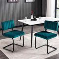 ONEVOG Modern Luxury Dining Room Chairs Set of 2, Teal Velvet Upholstered Kitchen Chairs, Heavy Duty Contemporary Armless Dining Chair with Comfy Seat & Black Metal Legs, Cantilevered Design
