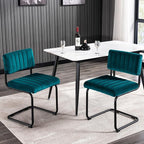 ONEVOG Modern Luxury Velvet Dining Room Chairs Set of 4, Teal Upholstered Kitchen Chairs, Heavy Duty Contemporary Armless Dining Chair with Wide Comfy Seat and Black Metal Legs, Cantilevered Design