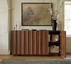 win2win 61.7" Fluted Sideboard Buffet Cabinet with Storage, Walnut | Mid Century Modern Credenza with Adjustable Shelves, Modular Accent Cabinet for Living Dining Room Hallway,Wave Design