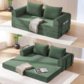 4-in-1 Boneless Folding Convertible Sofa Bed, 78 Inch Corduroy Loveseat Sleeper Couches with Pull Out Bed, Futon Couch for Living Room Bedroom, No Assembly Needed, Green
