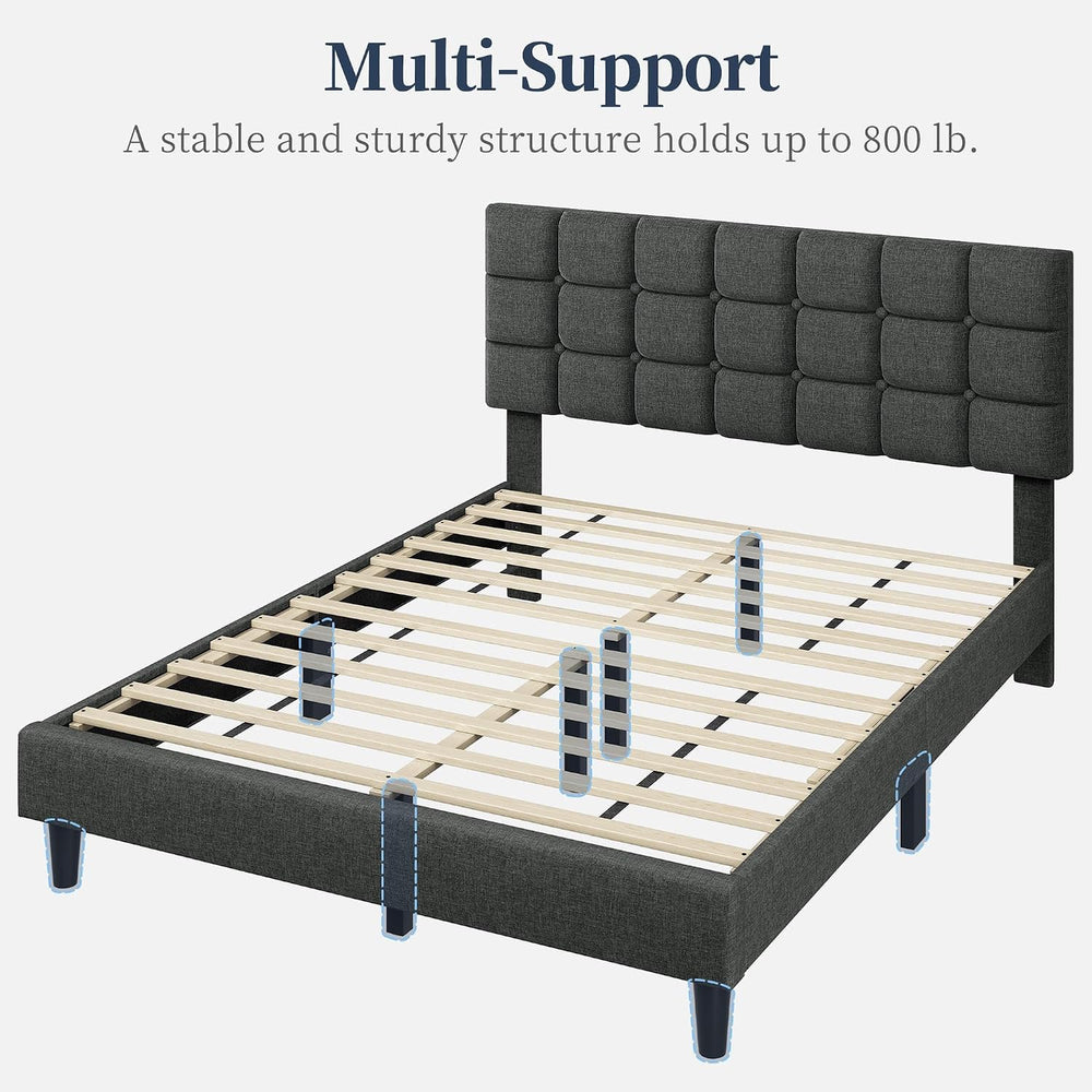 Yaheetech Queen Size Upholstered Tufted Bed Frame with Headboard
