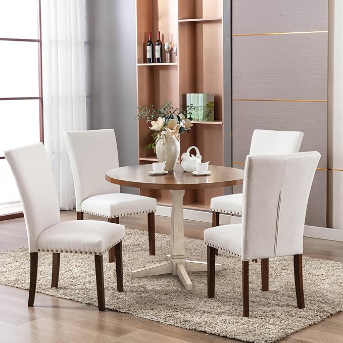 COLAMY Upholstered Parsons Dining Chairs Set of 4, Fabric Dining Room Kitchen...