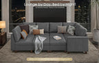 SITJOY 118" Faux Leather Modular Sectional Sofa with Storage, Mid Century Modern Sectional Couches for Living Room, 6 Seater V Shaped Couch with Chaise, Gray