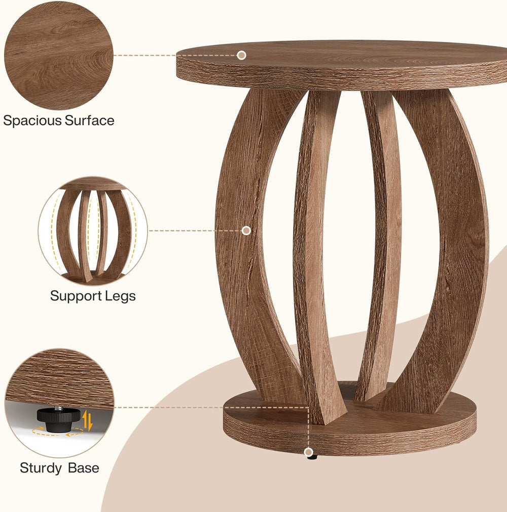 Tribesigns End Table, Round Side Table with Storage, Farmhouse Nightstand Bed...