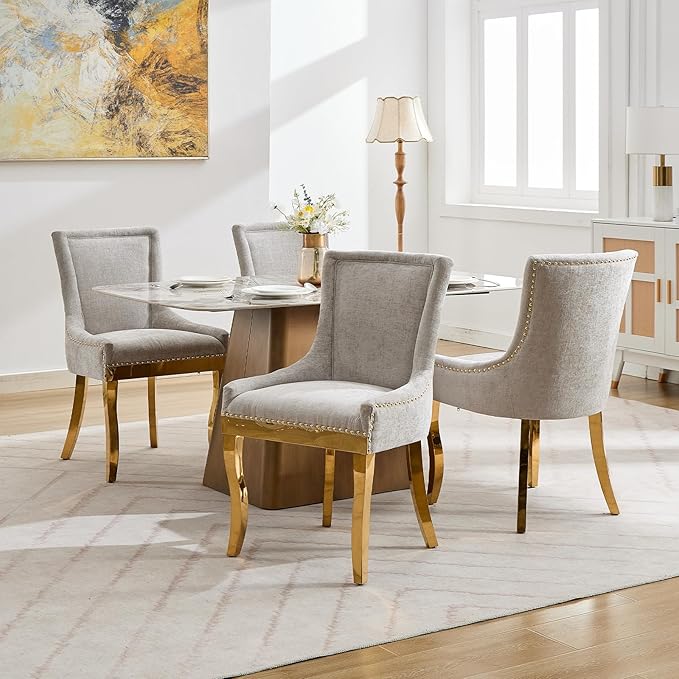 Dining Chairs Set of 2, Kitchen & Dining Room Chairs, Chenille Fabric Uph...