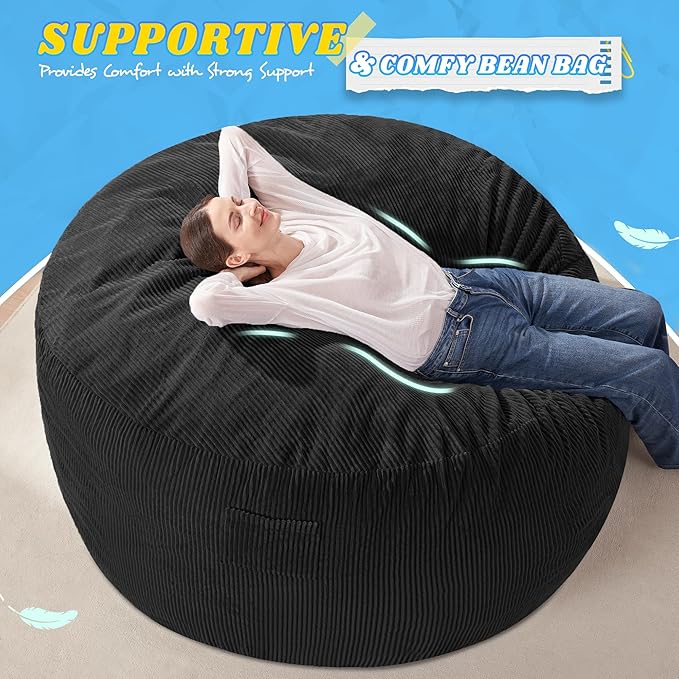 HABUTWAY 5FT Bean Bag Chair,Giant Bean Bag Chairs for Adults,Big Bean Bags wi...