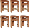 Jofran Upholstered Counter Stool with Arms – Versatile Barstools – Stylish Seating for Kitchen Dining Room or Home Bar, Rust, Set of 6