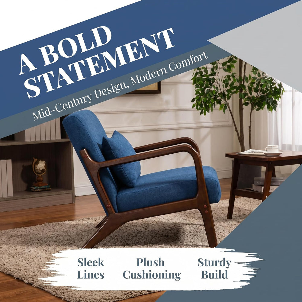 Komene Mid Century Modern Accent Chair Sitting Chair with Solid Wood Frame, U...