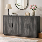 ONBRILL Buffet Cabinet with Storage, 63" Sideboard Cabinet with 4 Doors & Shelves, Wooden Kitchen Coffee Bar Credenza Storage for Living Room, Hallway (63" Wide), Black