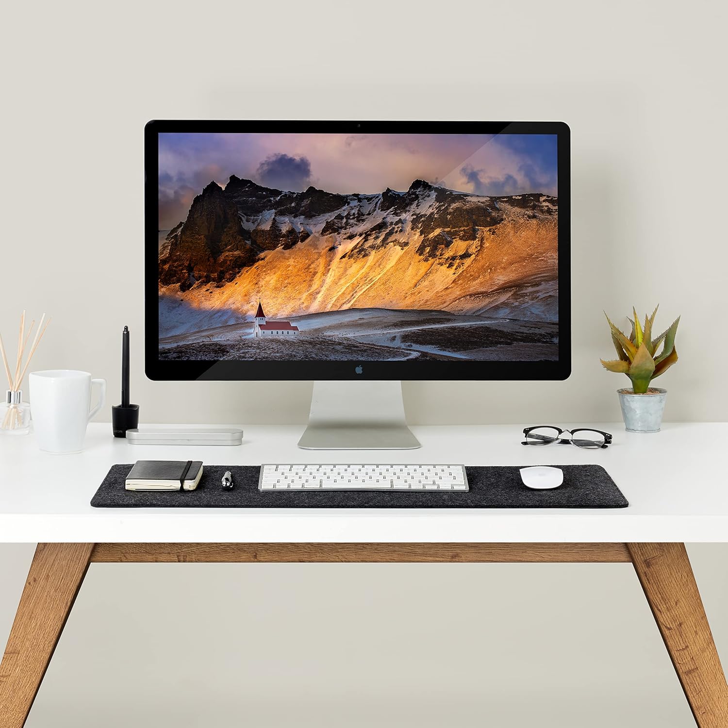 Premium Felt Desk Mat | Small 12" x 27.5" Multifunctional Desk Pad for Home Office | Dark Gray