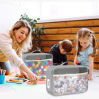 Abbylike 6 Pack Toy Storage Bag Bricks Building Set Car Toy Organization Bags for Traveling Carrying Case, Storage Organizer Puzzles(Gray)