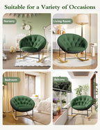 Kidirect Wide Rocking Chair Nursery, Comfy Saucer Nursery Rocking Chairs with Removable Cushion, Indoor Papasan Nursing Chair for Breastfeeding, Mecedora Para Adultos for Living Room & Bedroom (Green)