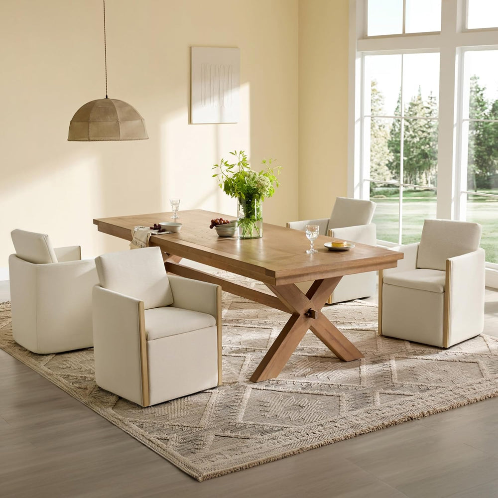 Watson & Whitely Upholstered Dining Chair with Casters, Modern Dining Roo...