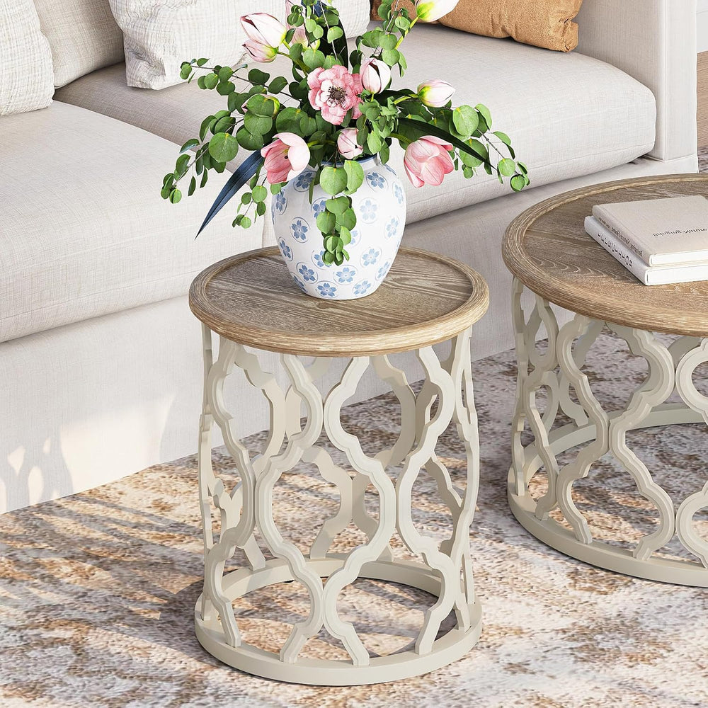 karlott Farmhouse End Table, 18.5'' French Country Round Side Table, ...