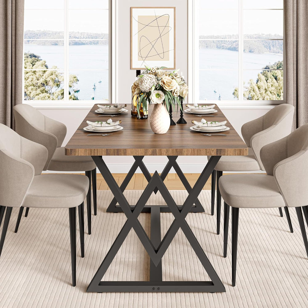 IRONCK 63" Dining Table for 4-6, Modern Rectangular Kitchen Table with S...