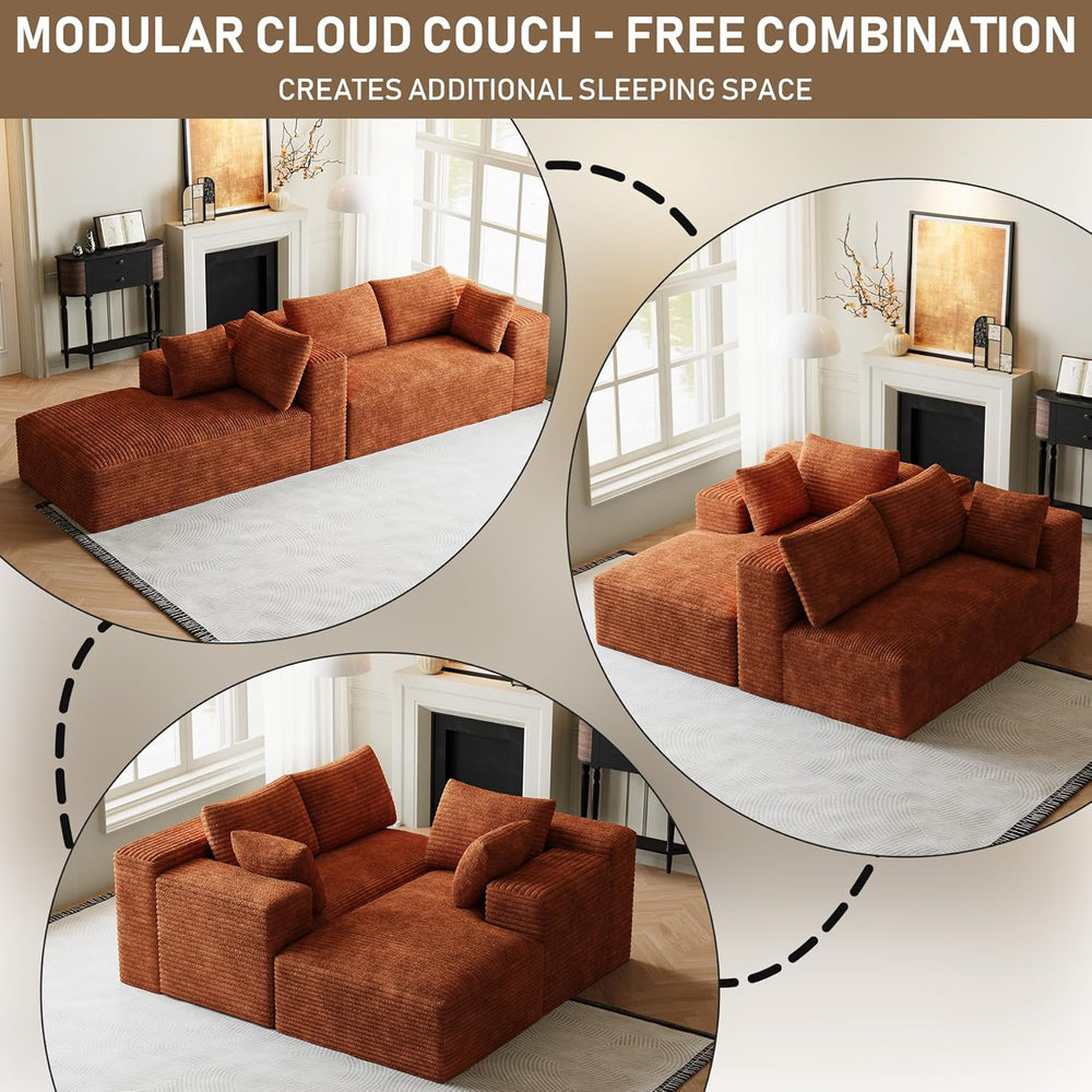 Cloud Sectional Couch Modular Sectional Sofa, 96" Comfy Fluffy Orange L ...