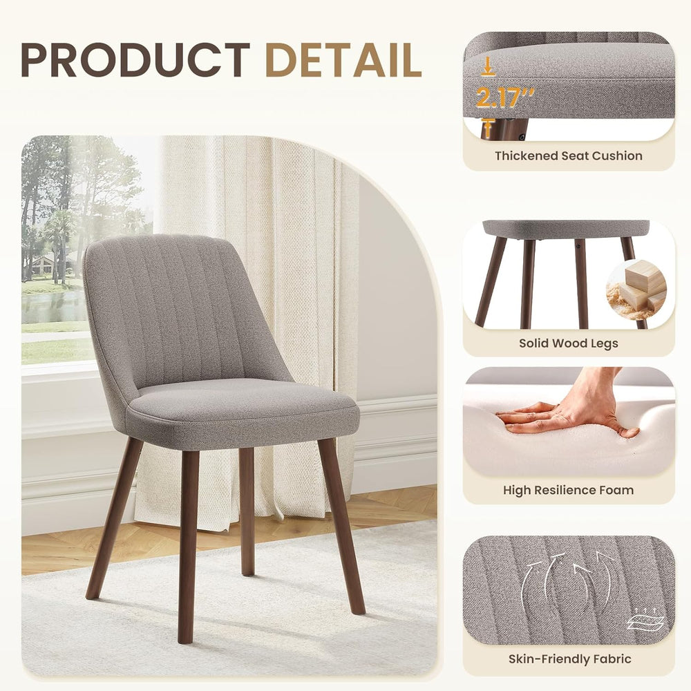 MALOL Upholstered Dining Chairs Set of 2, Modern Fabric Kitchen Chairs with B...