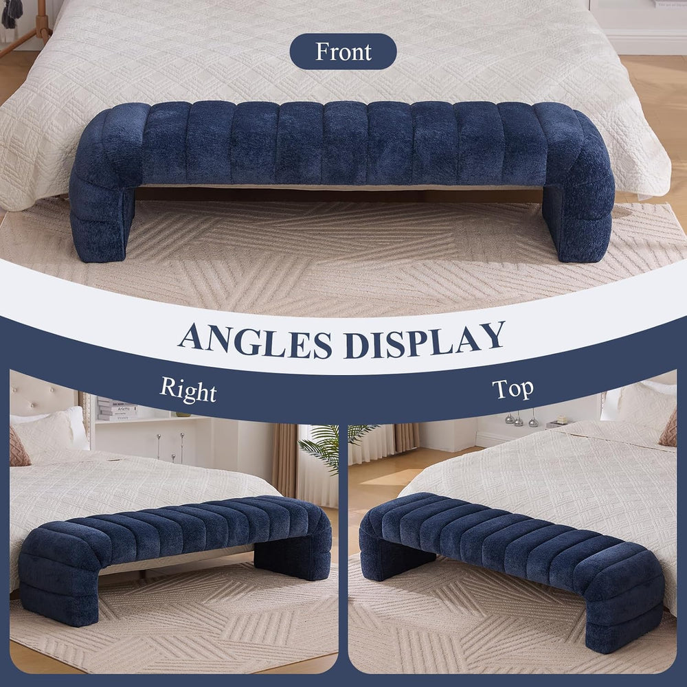 NIOIIKIT 69.7" Ottoman Bench, Teddy Upholstered Queen Size End of Bed Be...