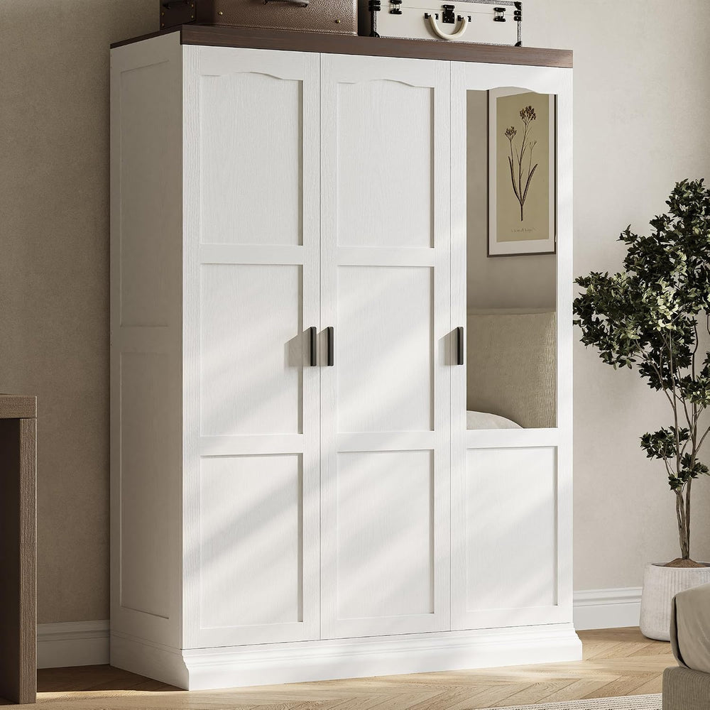 ANCTOR 3 Door Armoire Wardrobe Closet with Mirror, Large Wardrobe Closet with...
