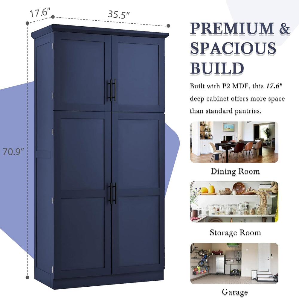 Freestanding Kitchen Pantry 35.5"x17.6"x70.9" Modern Pantry Ca...
