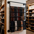 Wall Mounted Display Rack, 7-Layer Wrapping Paper Ribbon Organizer Scarves Tie & Scarf Rack Belts Towel Holder Necktie Hijab Stand Metal Shelving for Home, Retail Stores, Flower Shop