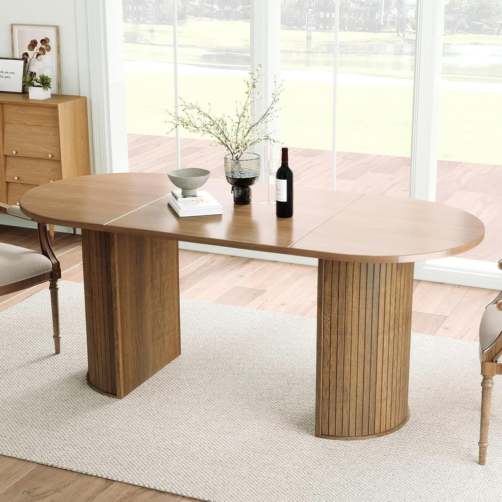 SoarFlash 70.8" Oval Dining Table for 4-6 Person Kitchen Table with Semi...