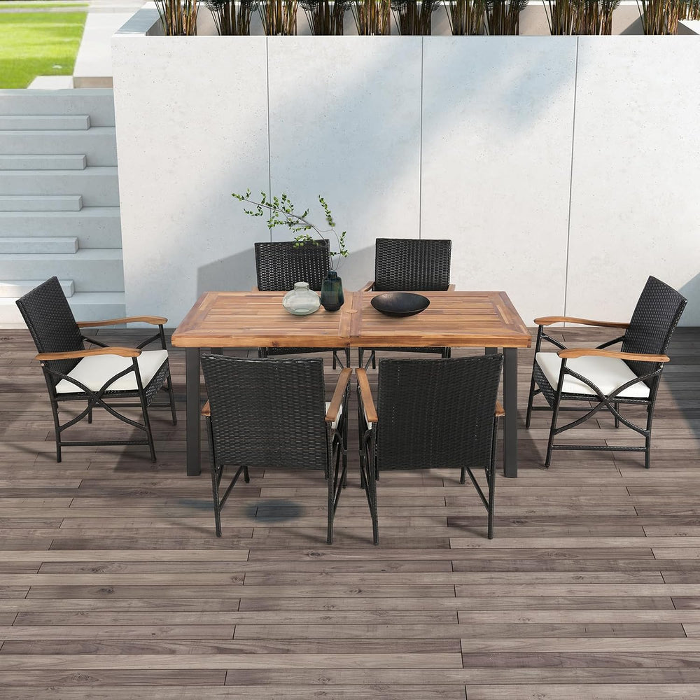Tangkula Wicker Patio Dining Chairs Set of 2, PE Rattan Outdoor Chairs with S...