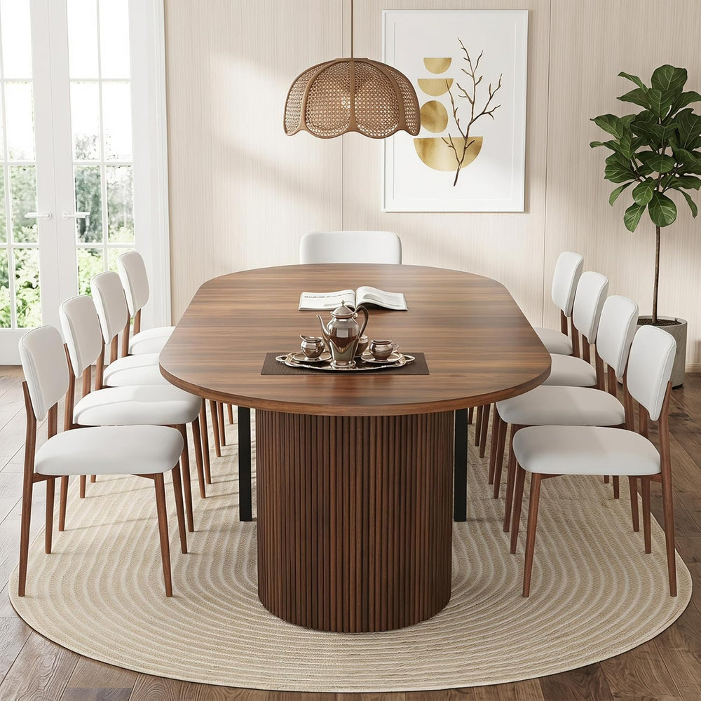 weselon 42"-105" Extendable Dining Table for 4-12, Expandable Oval ...