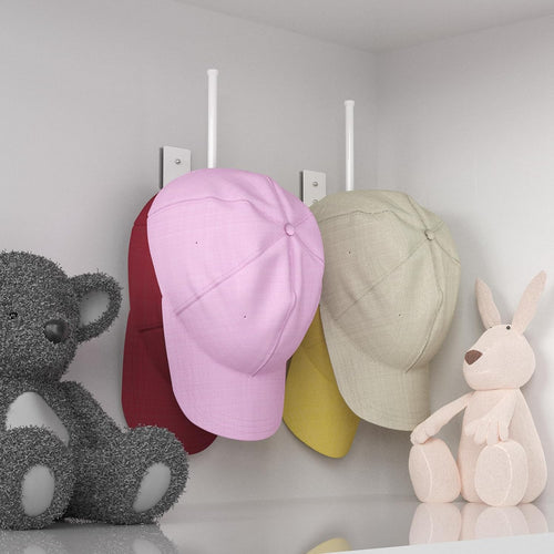 4 Pack Hat Racks for Baseball Caps, Stainless Steel Hat Organizer for Baseball Cap, Hat Holder Storage Organizer, Hat Hanger Strong Adhesive/Wall Drilled for Door, Bedroom, Closet(White 6 in)