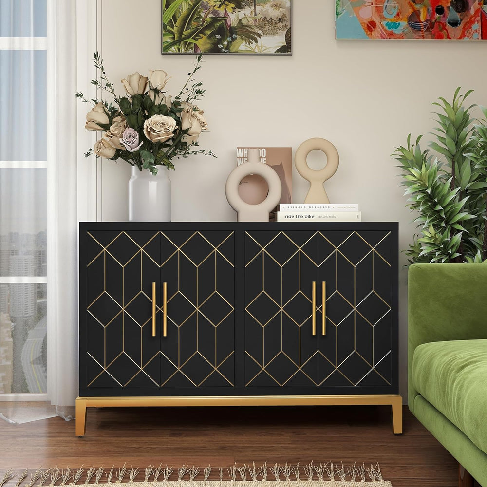 47.8" Storage Accent Cabinet with 4 Doors, Modern Sideboard Buffet Cabin...