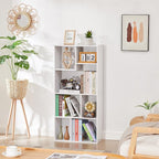VECELO 42" Modern White Bookshelf, 7 Cube Organizer Bookcase,Fits Tallest Hardcovers, Horizontal Available,Floor Standing Display,Easy Assembly, Pearl White