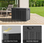 TARKARI 50 Gallon Lockable Resin Deck Box, Waterproof & UV-Resistant Outdoor Storage Box for Outdoor Cushion Storage, Garden Tools & Pool Accessories Storage, Black